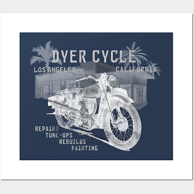 Dyer Cycle Classic Repair - in white Wall Art by MotoGirl